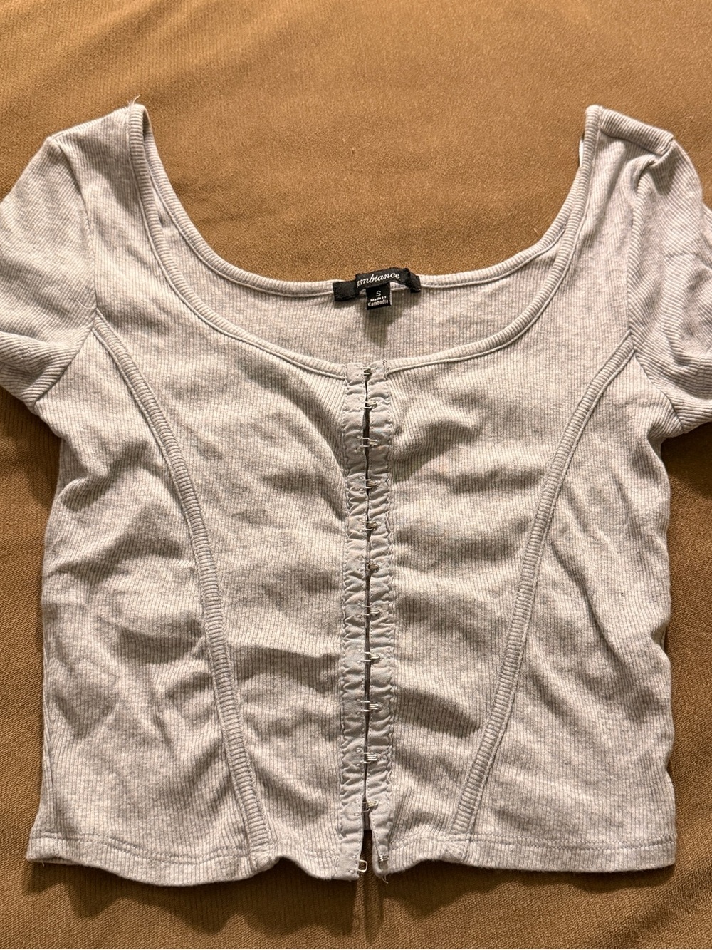 NWOT Ambiance Gray Ribbed Corset Top Y2K, Small